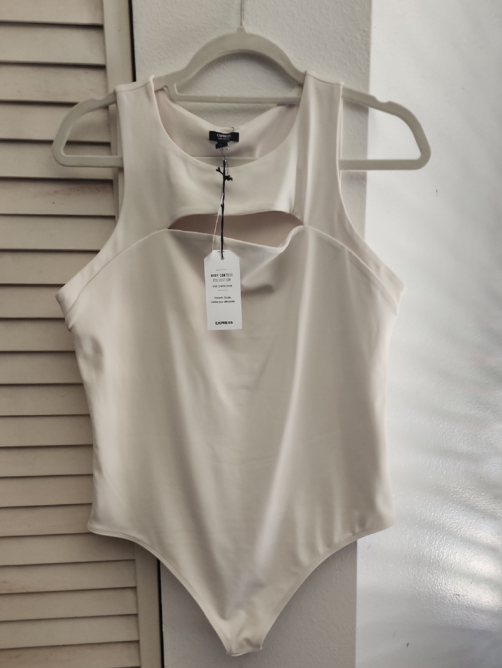 BRAND NEW Express Cream Sleeveless Cutout Bodysuit